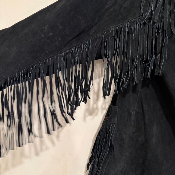 Vintage Womens Leather Western Fringe Embroidered Jacket Lew Morgan Rodeo Size L - Picture 9 of 10